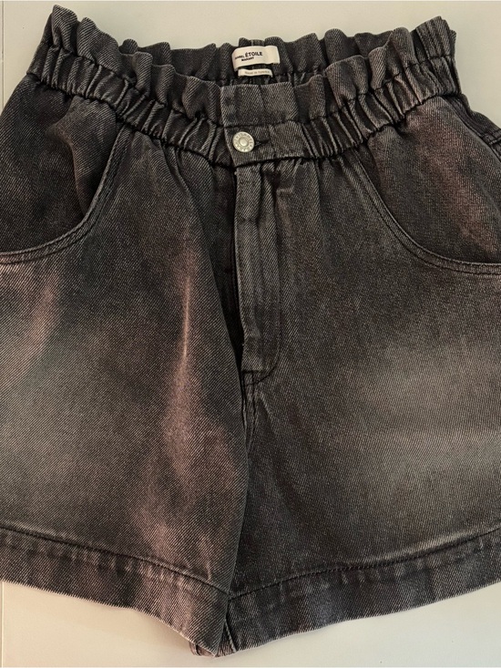 Isabel Marant Pants - Isabel Marant Black Washed High-Waist Paperbag Shorts EU 40